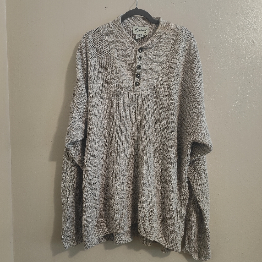 Men's Big and Tall Eddie Bauer tan color sweater.  Size XXL
